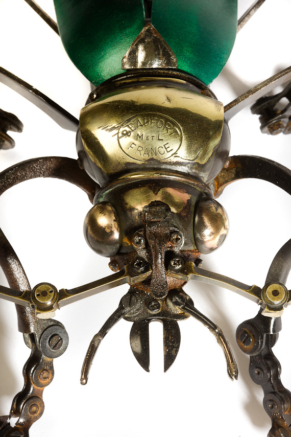 EDOUARD MARTINET – Green Beetle / steampunk sculpture art