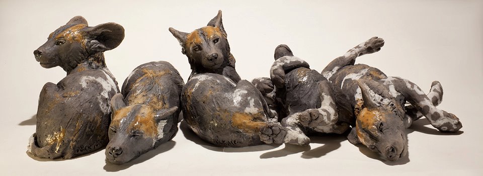 Nick Mackman – Wild dog pup sculptures