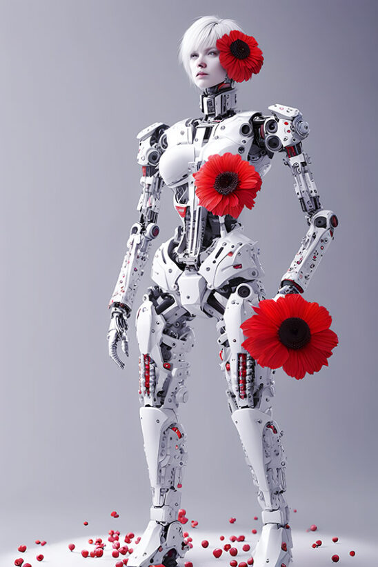 Robot humanoide Model mode luxe with poppies. Free download, Free stocks photos